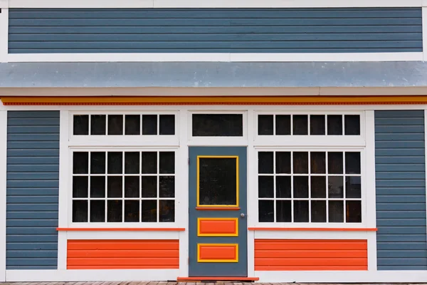 Small store front entrance colorful wooden house — Stock Photo, Image
