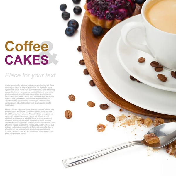 Coffee with blueberry cake — Stock Photo, Image