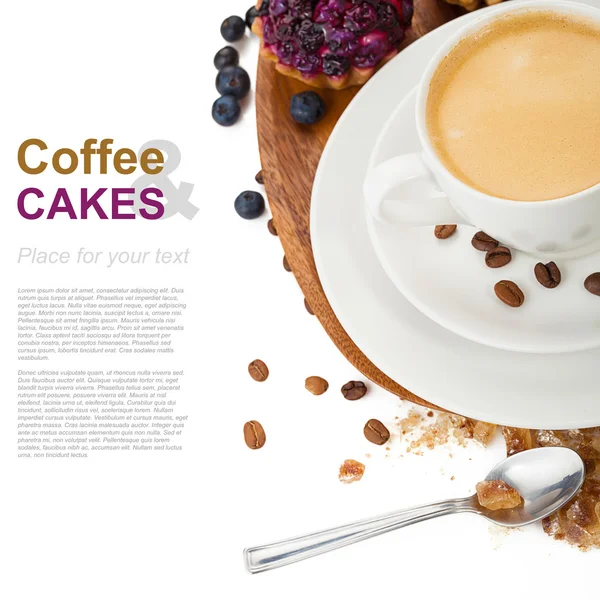 Coffee with blueberry cake — Stock Photo, Image