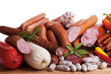 Assortiment of sausages clipart
