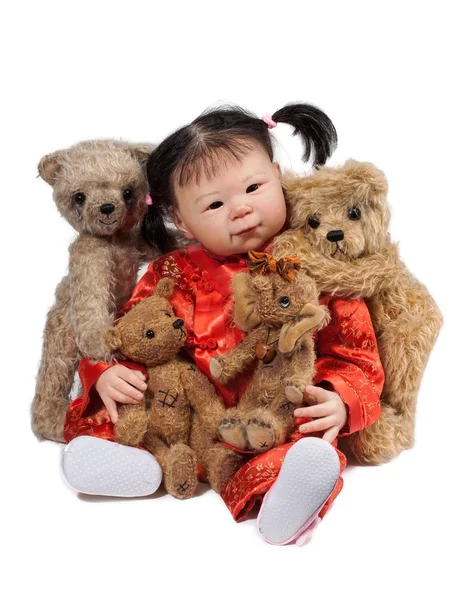 Oyuncak bebek ve ayılar — Stok fotoğraf