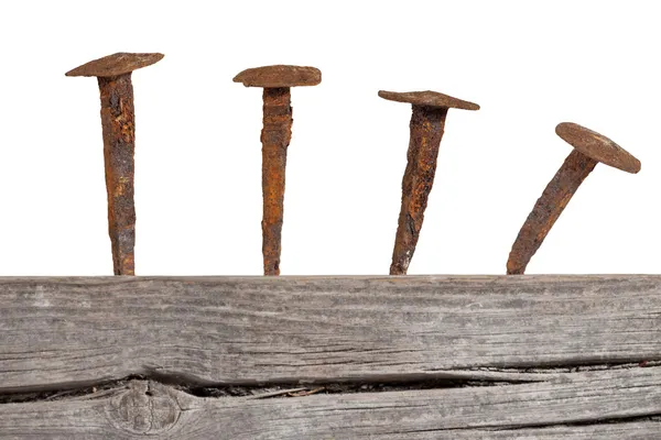 Vecchi assi di legno e unghie arrugginite — Foto Stock