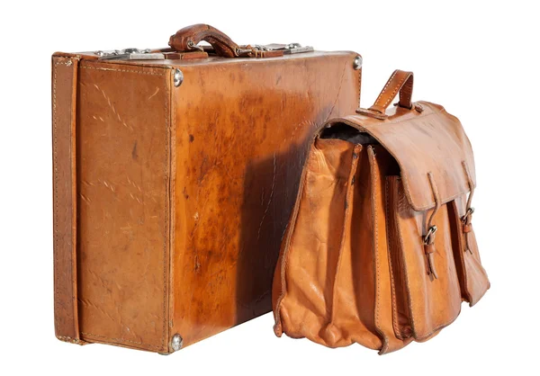 Business Traveled Vintage Suitcase and Briefcase — Stock Photo, Image