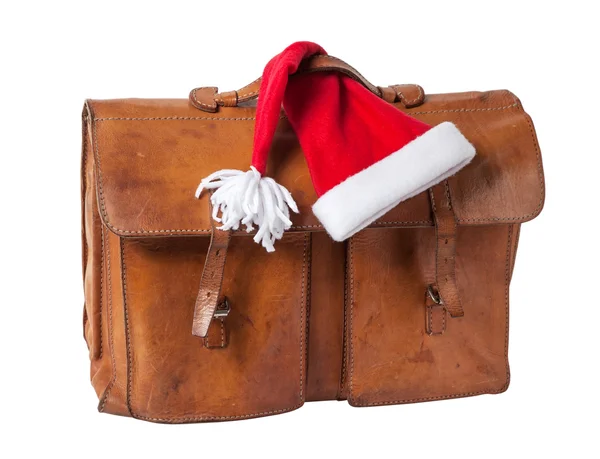 Briefcase and Santa Hat — Stock Photo, Image