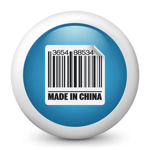 Blue glossy icon "Made in China" — Stock Photo, Image