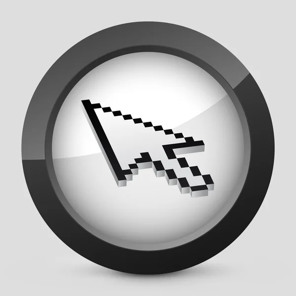 Ícone de vetor cinza brilhante retratando ícone de ponteiro de pixel — Vetor de Stock