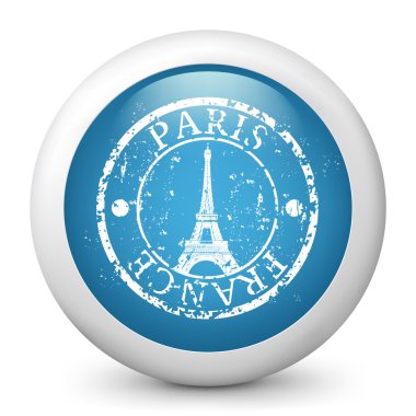 vector mavi parlak simge Paris resmeden