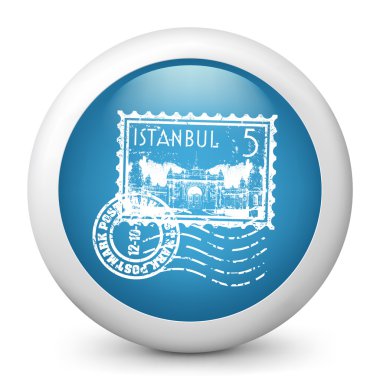 mavi parlak simge anlatan istanbul pul vektör