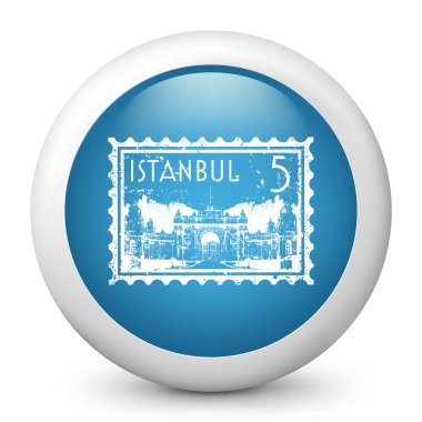 mavi parlak simge anlatan istanbul pul vektör
