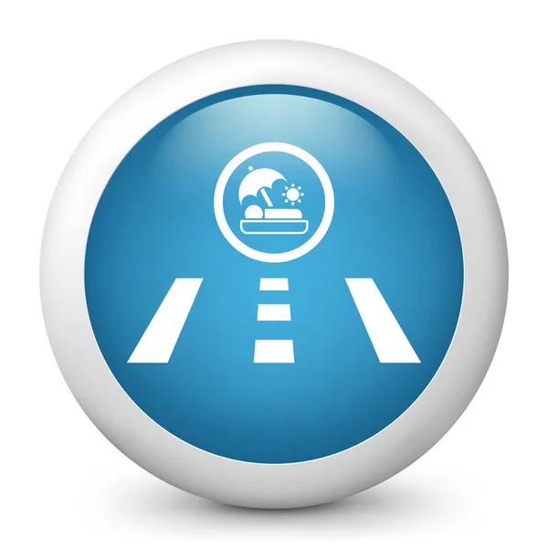 Vektorové modré lesklé ikona zobrazující silnice zájezdy — Stockový vektor