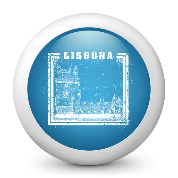 Icona vettoriale blu lucido raffigurante Lisbona — Vettoriale Stock