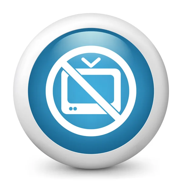 Vector blue glossy icon depicting tv forbidden — Stock Vector