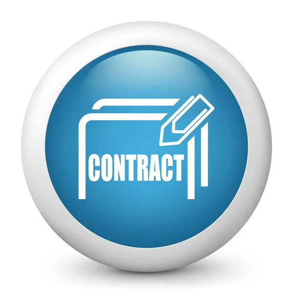 Vector blue glossy icon depicting contract — Stock Vector