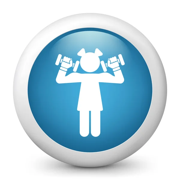 Vector blue glossy icon depicting weightlifting — Stock Vector