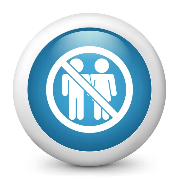 Vector blue glossy icon depicting "access forbidden" for couple — Stock Vector