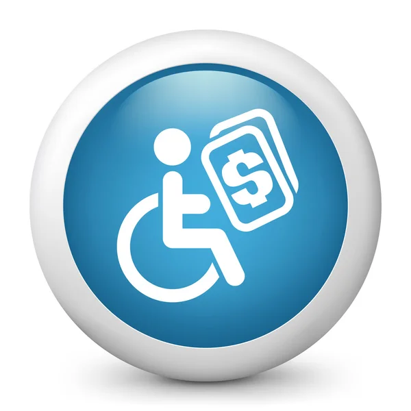 Vector blue glossy icon depicting handicap concept — ストックベクタ