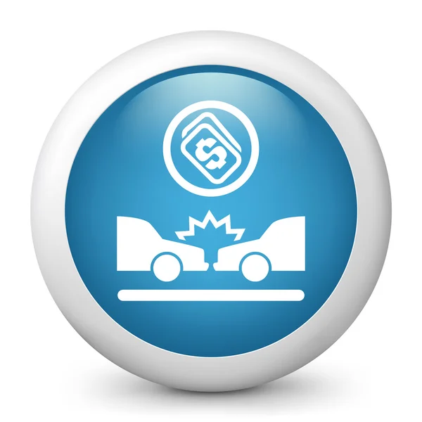 Vector blauwe glanzende pictogram van auto-ongeluk — Stockvector