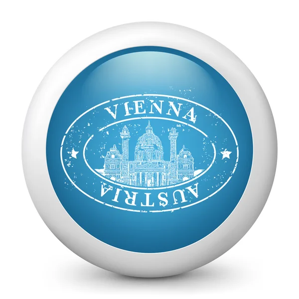 Vector blue glossy icon depicting Vienna — Stock Vector