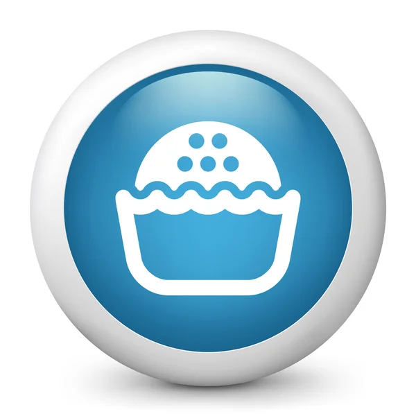Vector blue glossy icon depicting cakes — Stock Vector