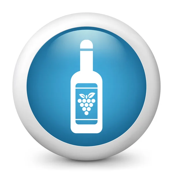 Icône brillante bleue vectorielle représentant une bouteille de vin — Image vectorielle