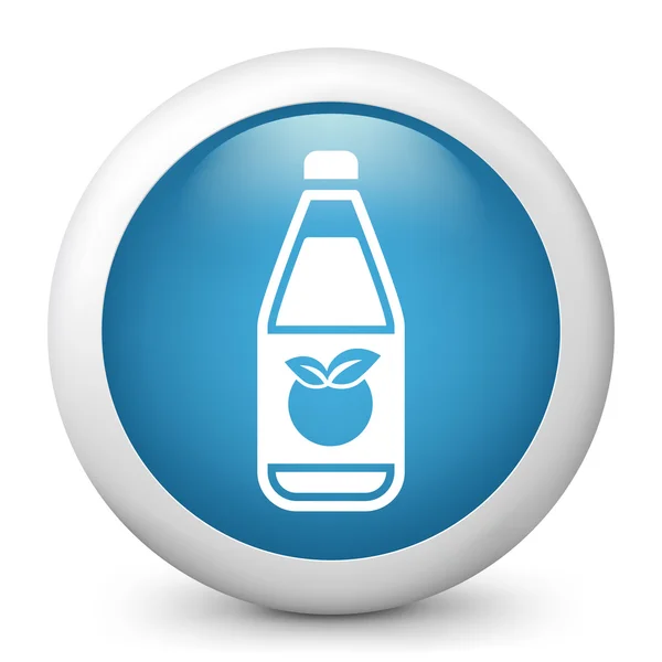 Vector blue glossy icon depicting bottle of juice — Stock Vector