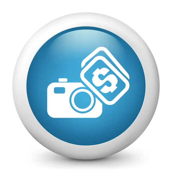 Vector blauwe glanzende pictogram met verkoop beelden concept — Stockvector