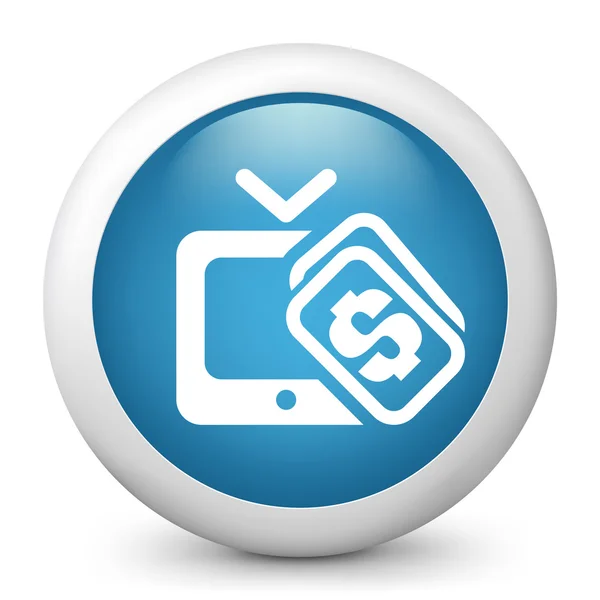Vector azul brillante icono que representa la televisión de pago — Vector de stock