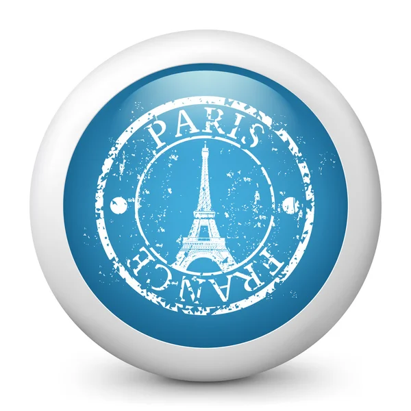 Векторная синяя глянцевая икона с изображением Парижа — стоковый вектор