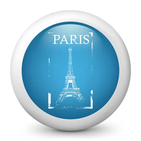 Μπλε διάνυσμα γυαλιστερό εικονίδιο που αναπαριστά το Παρίσι — Διανυσματικό Αρχείο