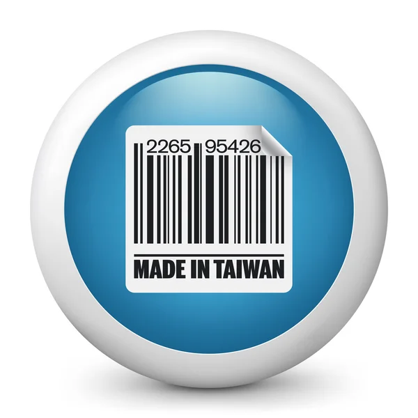 Ícone do rótulo de código de barras marcado "Made in Taiwan " — Vetor de Stock