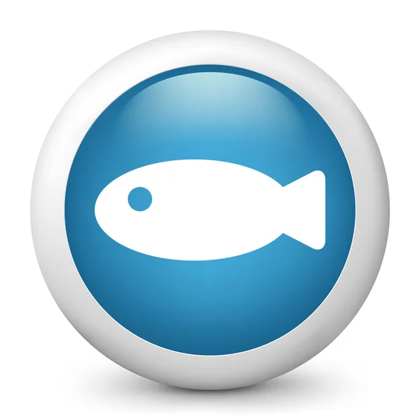 Vektorové modré lesklé ikona zobrazující ryb — Stockový vektor