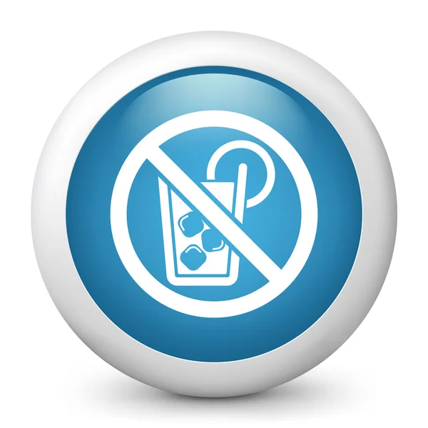 Vector blue glossy icon depicting "drink forbidden" — Stock Vector