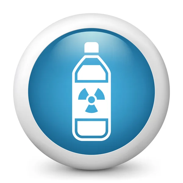 Vektor blaues Hochglanz-Symbol, das Flasche mit gefährlicher Flüssigkeit zeigt — Stockvektor