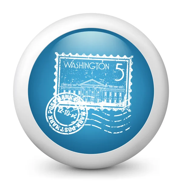 Vector blue glossy icon depicting Washington stamp — Stock Vector