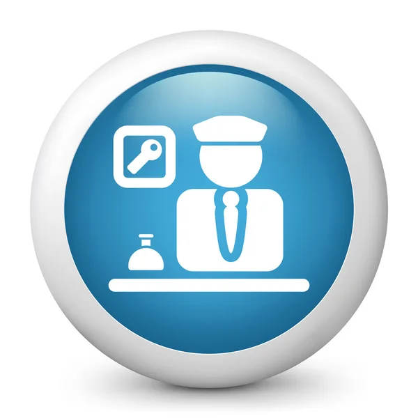 Vector blue glossy icon depicting hotel porter symbol — Stock Vector