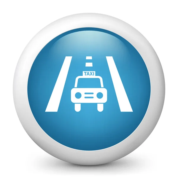 Vector blue glossy icon depicting taxi — Stock Vector