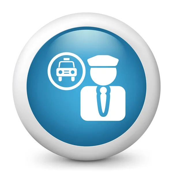 Vector blue glossy icon depicting taxi driver — Stock Vector