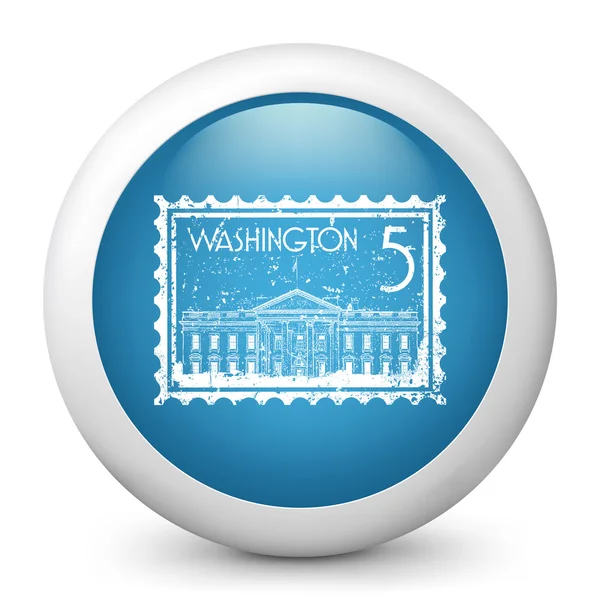 Вектор синій глянсовий значок із зображенням Вашингтон штамп — стоковий вектор