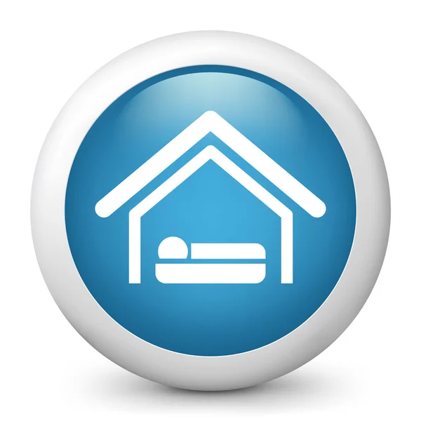 Vector blue glossy icon depicting motel — Stock Vector