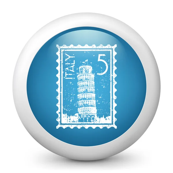 Vector blue glossy icon depicting Italy stamp — Stock Vector