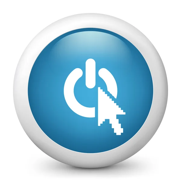 Vector azul brillante icono que representa el botón de encendido — Vector de stock