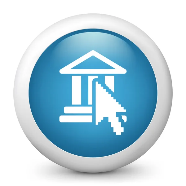 Vector blue glossy icon depicting temple — Stock Vector