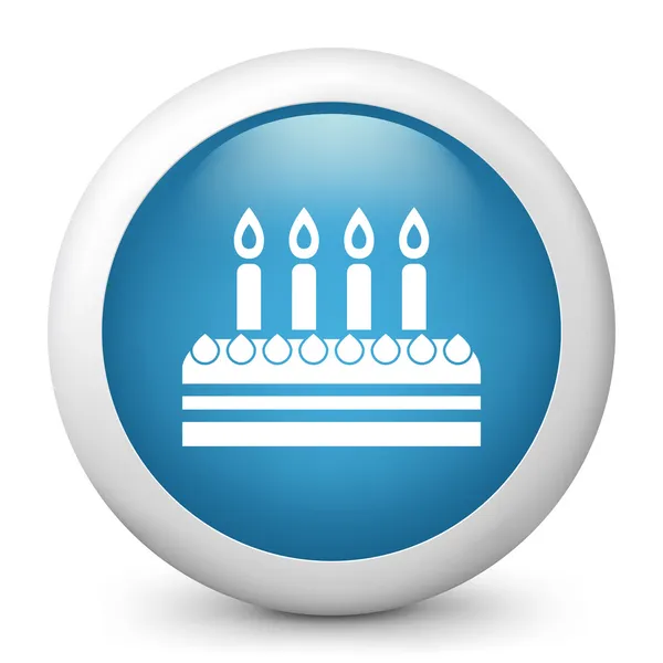 Vector blue glossy icon depicting birthday cake — Stock Vector