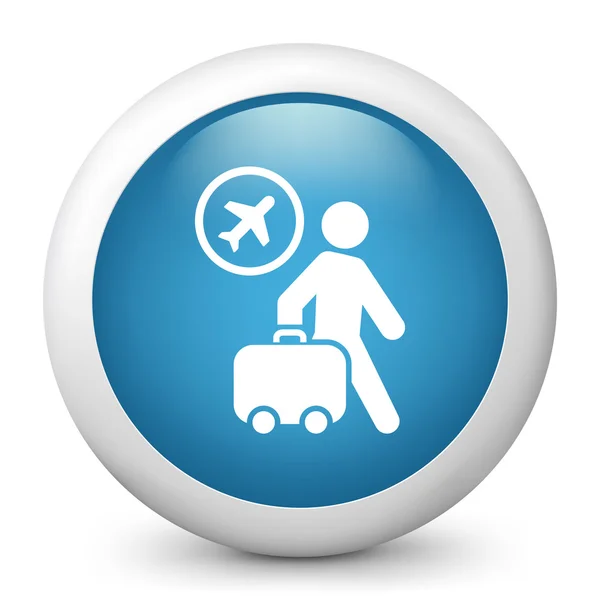 Ikona przedstawiająca turystów, którzy chodzą z walizką — Wektor stockowy