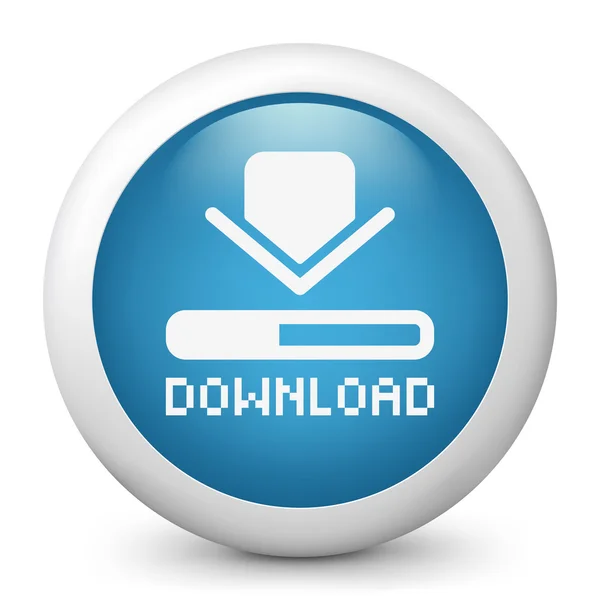 Vector ícone brilhante azul que descreve download —  Vetores de Stock