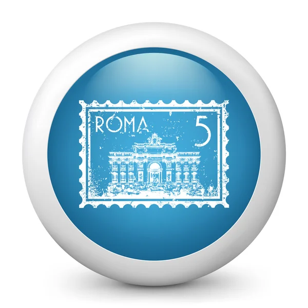 Icona vettoriale blu lucido raffigurante il timbro Roma — Vettoriale Stock