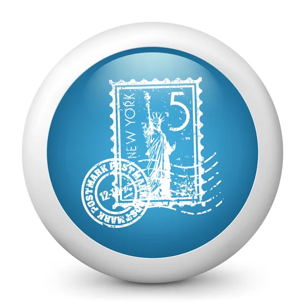 Ícone de vetor azul brilhante retratando selo de Nova York — Vetor de Stock
