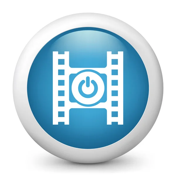 Icona vettoriale blu lucido raffigurante pulsante di accensione — Vettoriale Stock