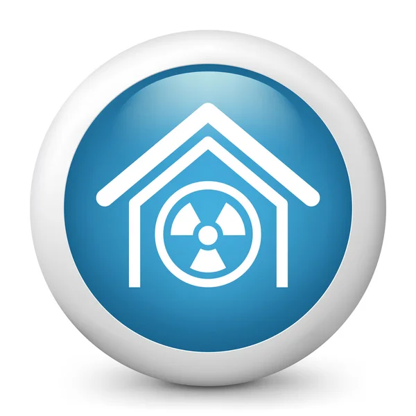 Vector blue glossy icon depicting radioactivity — Stock Vector