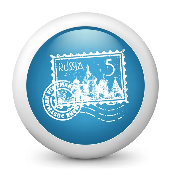 Vektor blaues Hochglanz-Symbol mit russischer Briefmarke — Stockvektor